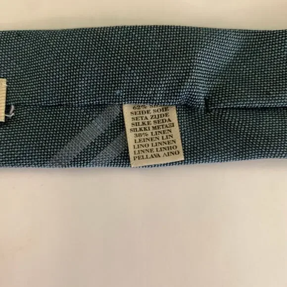 BURBERRY Blue Whie light blue Stripe Silk  Linen Tie - Picture 3 of 3